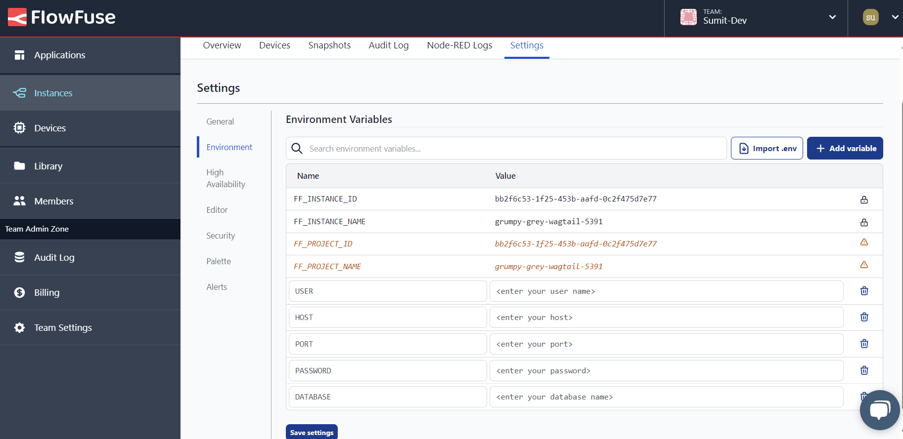 Adding environment variables "Adding environment variables"